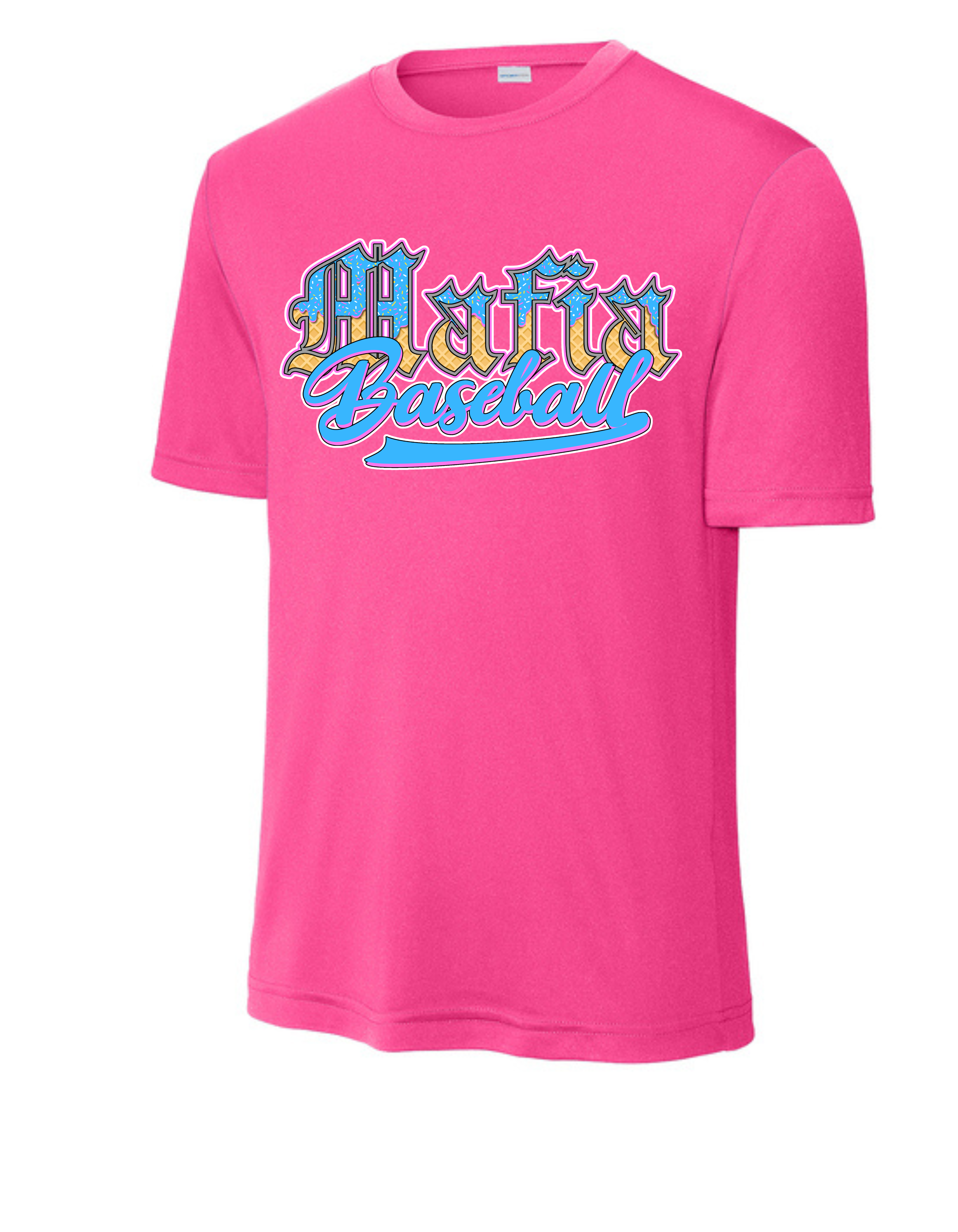 Pink DriFit With Blue Print