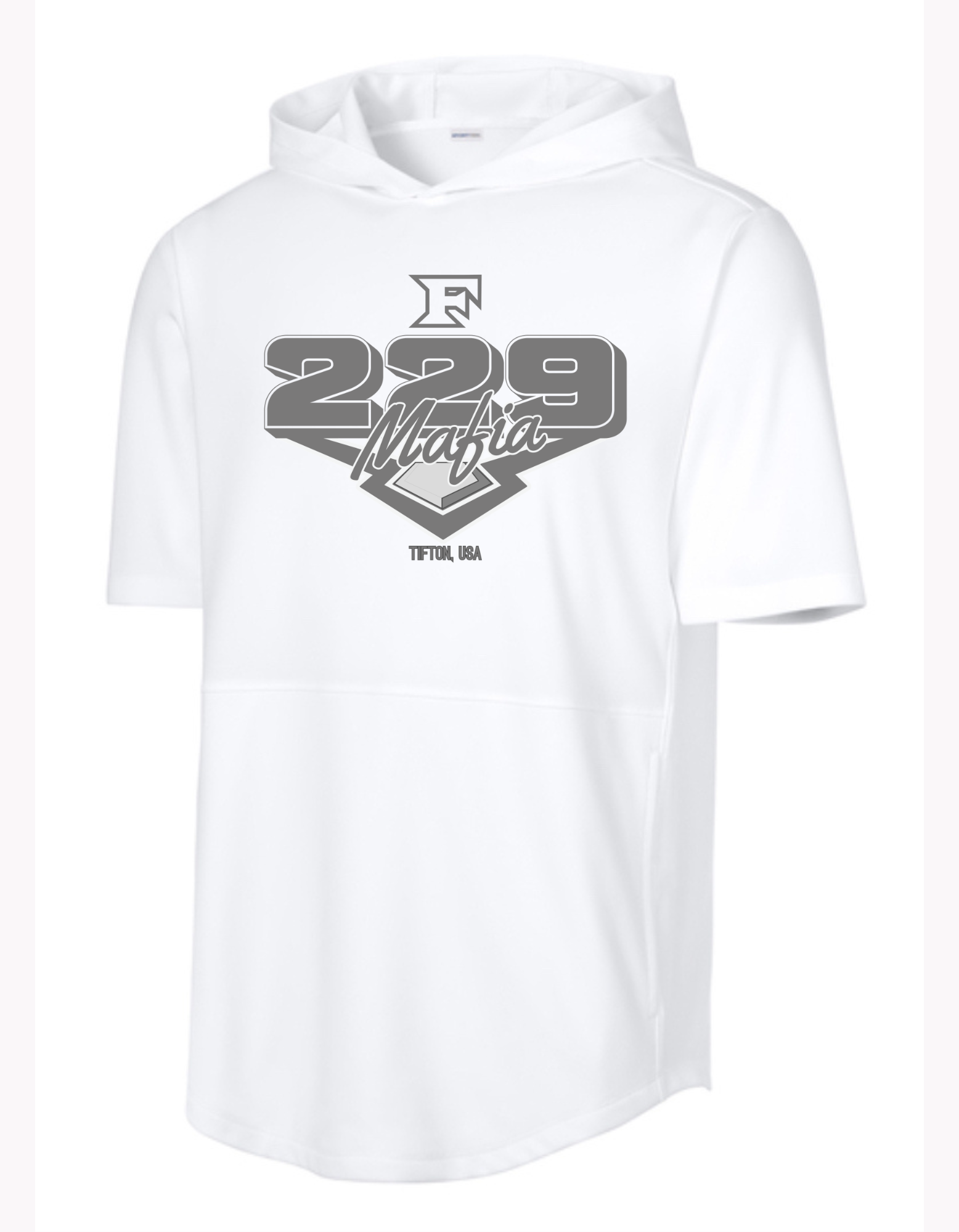 Adult White SS Sport Tek w/ Hood