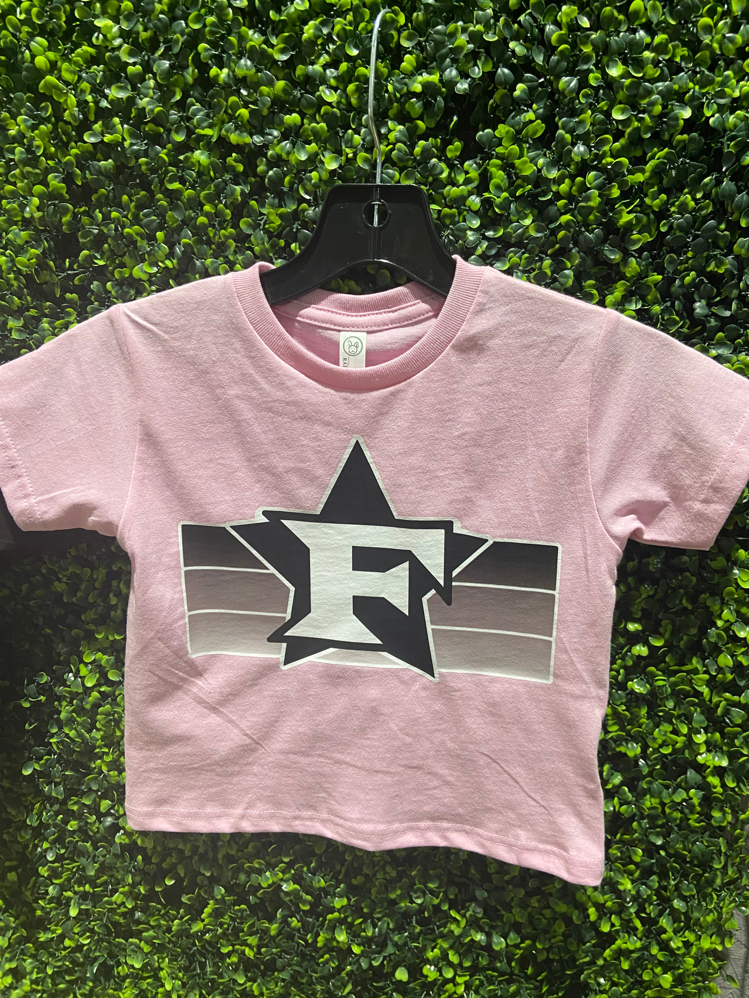Youth Pink Tee with F Star and Stripes
