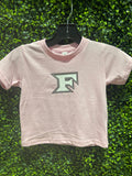 Youth Pink Tee with classic f lined (black and grey)