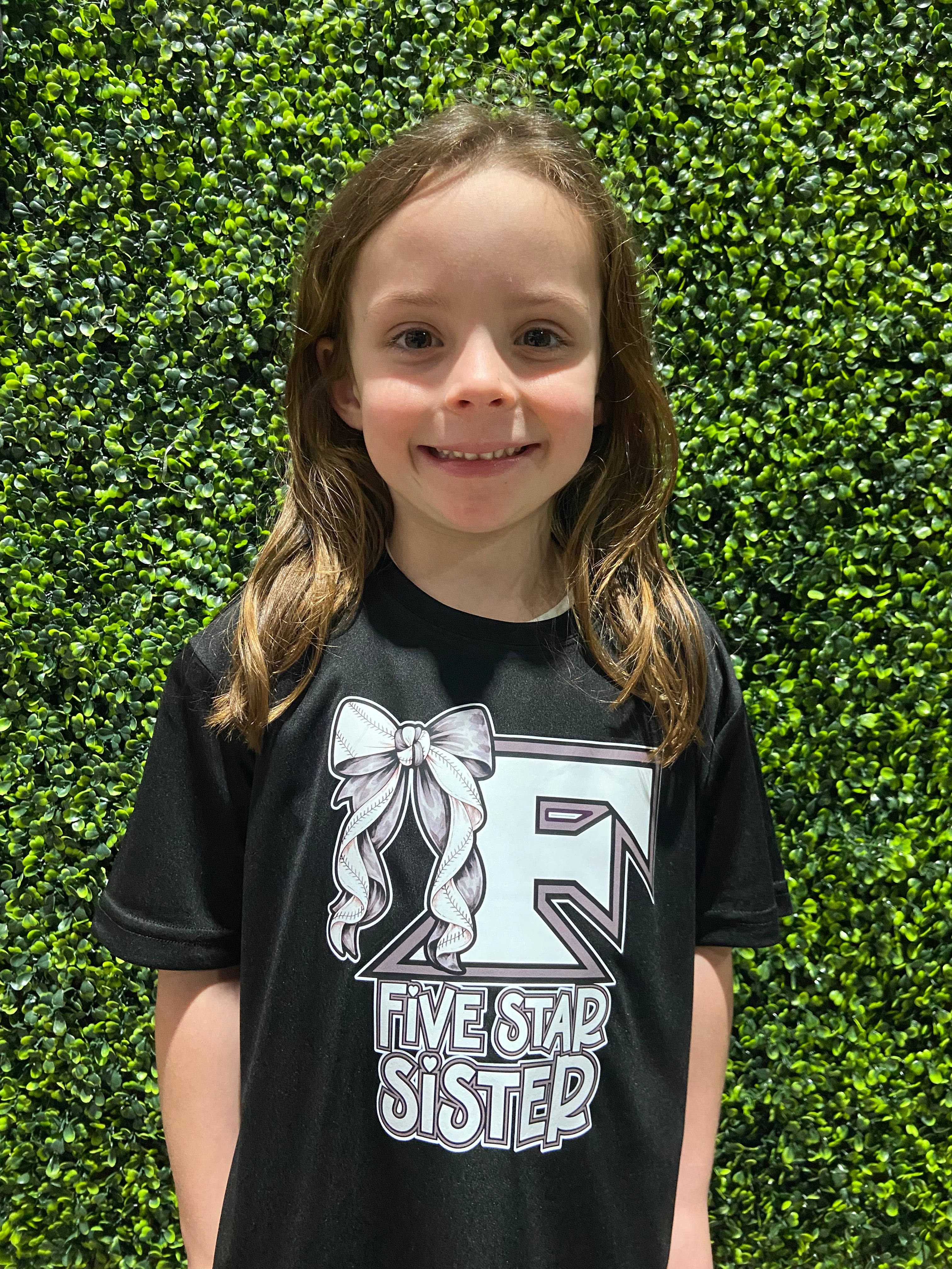 Youth FiveStar Sister Tee with Bow on Black