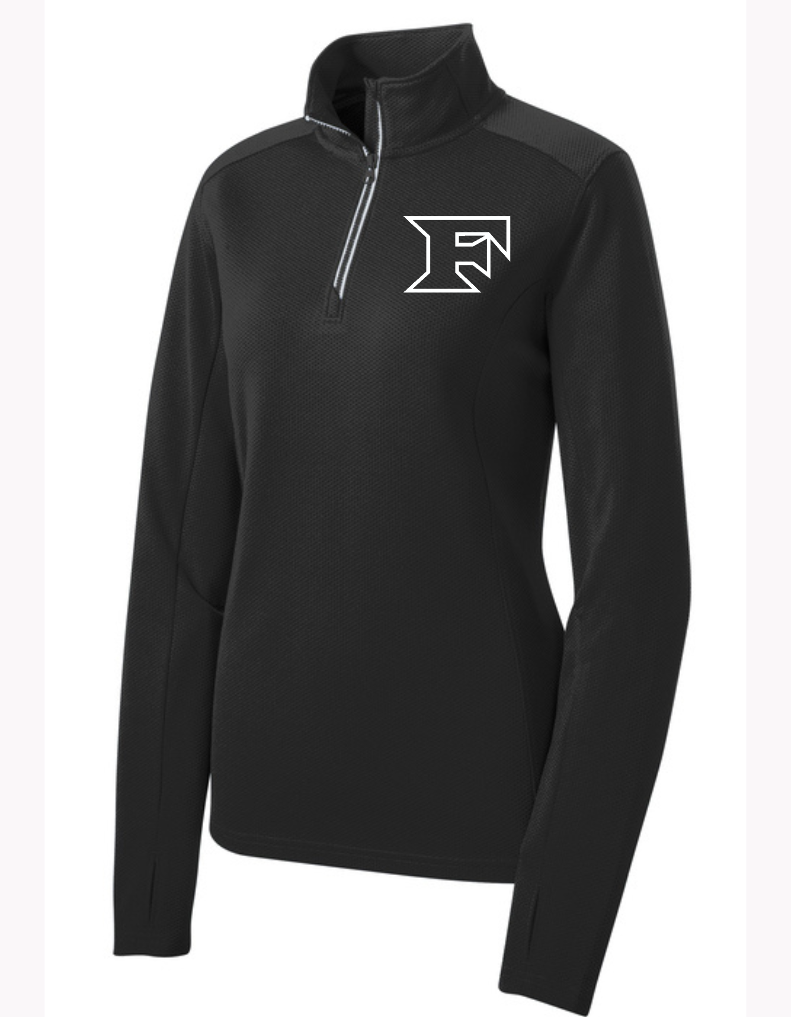 Women's Black Sport Tek Quarter Zip w/ Classic White F